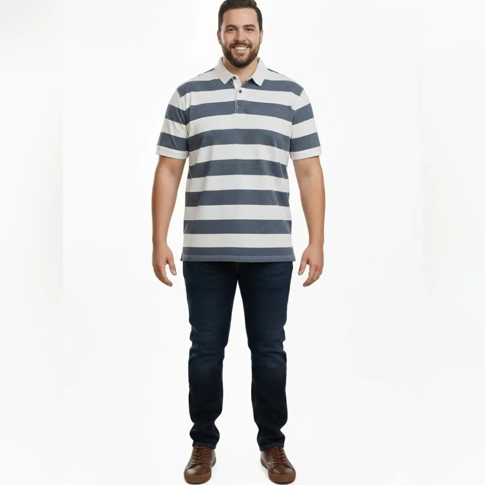 Banana Republic Men's White Striped Polo Shirt Size XL GUC 🐈